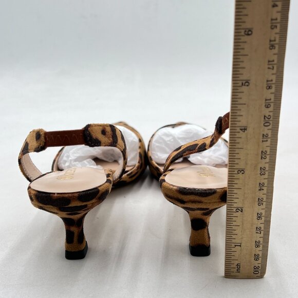 Wansseny Leopard Suede Pointed Toe Slip on Elastic Backstrap Slingback Pumps - Picture 5 of 8